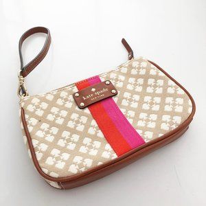 Kate Spade- Canvas leather trim oversize wristlet